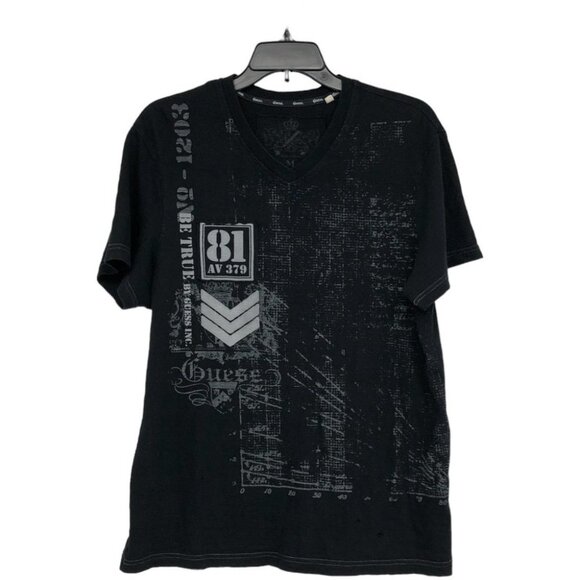Guess Men's Black Short Sleeve Graphic Print T-Shirt size M - Picture 1 of 13